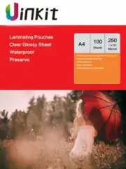 100 Sheet A4 Thick Thermal Laminate Pouches Sheets Film 250Micron Uinkit 303x216