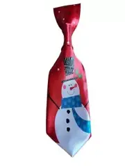 Christmas Snowmen Neck Tie that Slips Onto Your Dogs Existing Red Snowman