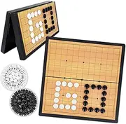 Travel GO Game Set, 21cm x 20.3cm Folding Board 13 x 13 Grids 160 Magnetic Pieces Checkers Portable Version Weiqi Beginner