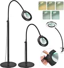 Drdefi 10X Magnifying Floor Lamp with Light, 24" Flexible Gooseneck Standing Mag