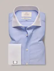 Hawes & Curtis Blue End on End Extra Slim Fit Shirt With White Collar and Cuffs Size: 15.5" collar, 35" sleeve