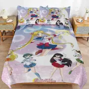 v2305 Bed Sheets Bedding Sailor Moon Bedding Sets Ultra Soft Skin-Friendly Duvet Cover 3 Piece, Cute Comforter Cover Bed Set for Boys Girls Kids ( 1
