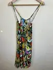 Trina Turk Tunic Dress Deco Turquoise Spaghetti Strap Swim Spa Cover Up Medium