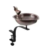 ACHLA Heart Shaped Birdbath with Rail Mount Bracket, Antique Copper - HBB-01-RM