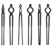 6Pcs Knife Making Tongs Tools Set Blacksmith Forge Anvil Vise Bladesmith Kit