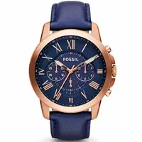 在飛比找蝦皮購物優惠-FOSSIL FS4835 羅馬時標三眼計時腕錶 藍/玫瑰金