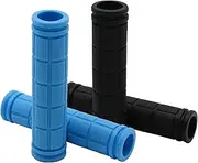 Bike Handlebar Grips WorthPlanet 2 Pairs Non-Slip Soft Rubber Bicycle Handle Grips for BMX, MTB, Scooter, Kids Bike, Mountain and Road Bike W120040 (Dark Blue+Black)