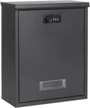 Locking Mailbox Wall Mount Combination Lock Drop Box Large Capacity Steel Cover