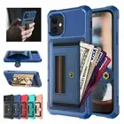 For iPhone 12 Pro Max Xs Xr 7 8 6s Shockproof Leather Card Slot Back Cover Case