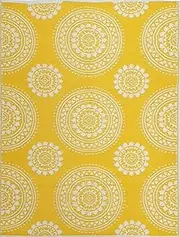 Rug Club Alfresco 21A3 Reversible Outdoor Mat, 120 cm x 170 cm Size, Yellow/White