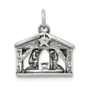 Sterling Silver Antiqued Manger Charm