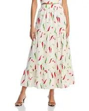 Aqua Chili Pepper Midi Skirt - Exclusive