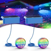 Solar Pool Lights RGB Color Changing - IP68 Underwater Remote Control LED with 1