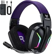 WESEARY WG1 Bluetooth Headphones, 2.4G Wireless Gaming Headset with Microphone for PS5, PS4, PC, Switch, Mac, Foldable Surround Sound Noise Cancelling with RGB Light, Over 50 Hours Battery Life