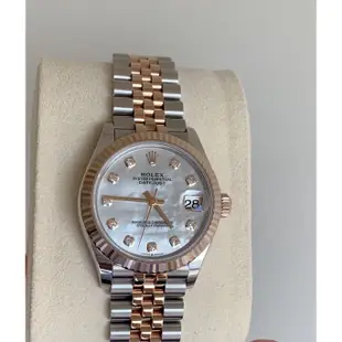 OYSTER PERPETUAL DATEJUST 31腕錶永恒玫瑰金及蠔式鋼款，鑲鑽白色珍珠母錶面及JUBILEE）。