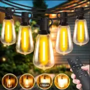 100FT Solar String Lights Outdoor Shatterproof Vintage Edison Bulbs