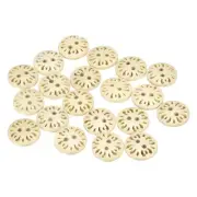 20pcs 2 Hole Flower Craft Sewing Button 15mm Handmade Wood Buttons, Wood Color
