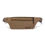 3PCS Unisex Canvas Waist Bag Waist Belt Bag Fanny Pack Hip Pouch Travel Sports Phone Pocket KHAKI COLOR