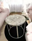 24" White Agate Round table Top Luxury Hallway Furniture Modern Cosnole Bar Deco