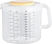 Qkbuza Measuring Jugs with Lids - Measuring Mixing Jug 2400ml Scale Marking Cup | Ergonomic Handle, Splash-Proof for Egg Mixing, Salad Mixing, Juice Serving