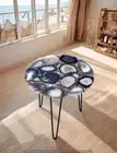 Natural Geode Agate Corner Table Top, Agate Side Table Top, Round Table Top Deco