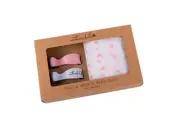 Emotion & Kids Muslin Wrap in Pink Hearts with matching set of Pram Clips