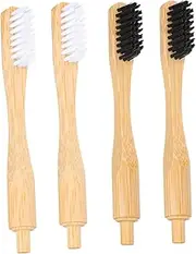 NIYANGLE 4pcs Wooden Toothbrush Heads Replacement Soft Bristles for Gentle Oral Care Compatible Standard Toothbrushes Ergonomic Design for Cleaning