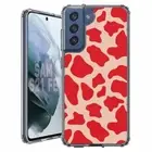 For Samsung Galaxy S20 S21 S23 S24 FE 5g TPU Case+Glass(Cow Skin Red)