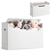 Costway Wood Kids Toy Box Chest Lift-Top Clothes Storage Organiser Bench w/Built-in Handles & Cushion