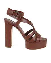 Casadei Betty Platform Sandals 38.5 Brown