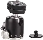 Mini Ball Head with Camera Hot Shoe Mount - Metal Ballhead 360° Pan 90° Tilt Tripod Mount with 1/4" Screw and Cold Shoe Mount Adapter for DSLR Camera/Light Stand/Tripod/Vive/Light Stand