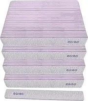 80/80 Grit Nail Files (100 Pack), Heavy Coarse Emery Boards for Acrylic Nails and Gel Nails, 80 Grits Double Sided Nail File Emory Professional Nail Filer Reusable Washable Manicure Square Gray