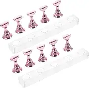LOORGVEL 2sets Magnetic Nail Display Stand Nail Tips Holder for Art Practice Display Professional Acrylic Base Suitable for Salons Home Use