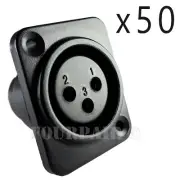 50 Pack Lot XLR 3-Pin Female Panel Mount Chassis Microphone Jack Audio Connector