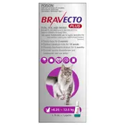 Bravecto Plus Flea, Tick & Worming Treatment 6.25-12.5kg Cat 1pk