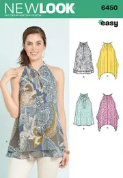New Look Sewing Pattern 6450 N6450 Easy Tops with Optional Neck Tie