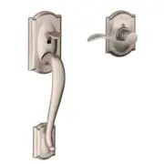 Schlage Camelot Satin Nickel Door Handleset Grip with Accent Door Handle