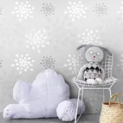 Grey Seamless geometric flowers Removable Wallpaper mural Peel and stick