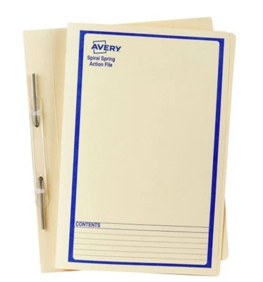 Avery Spiral Spring File Foolscap 25 Pack Buff 86524 - Printed Blue