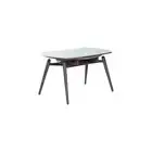 Extendable Round Dining Table With White Stone Top/Steel Legs