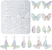 Nifocc Earrings Resin Molds Jewelry Casting Molds 4 Pairs Butterfly Pendant Silicone Mold Hollow Butterfly Dangle Drop Crystal Epoxy Mould for DIY Crafts Charms