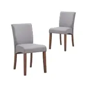 Jackson Set Of 2 Dining Chairs – Walnut, Grey Upholstered Seat