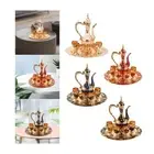 Coffee Pot Set Tea Serving Set Teapot Tray and 6 Cups Beverage for Bedroom