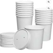 25 Pack 16oz Paper Food Containers Lids Disposable To Go Soup Bowls ice cream