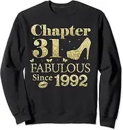 [X.Style] Chapter 31 Fabulous Since 1992 31st Birthday for Ladies Sweatshirt ds877 Sweater (M) Black
