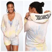 Vs Victorias Secret Pink Perfect Full Zip Hoodie Sweater Jacket Top Tie Dye M