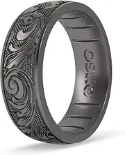[Enso Rings] Signature Etched Collection - Classic Etched Silicone Rings - Comfortable and Flexible Design - Made in USA
