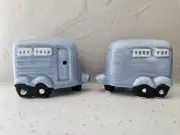 CRACKER BARREL MINI BLUE CAMPERS SALT & PEPPER SHAKERS NEW