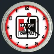 16" HURST Floor Shifters Nostalgic Sign Red Neon Wall Clock Garage Man Cave