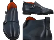Santoni Monk Boots Shoes Doublemonk Shoe Buckles Shoes Ankle Boots New 39